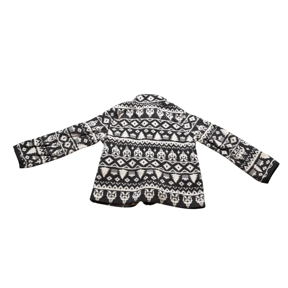 OshKosh Bgosh Toddler 2T Fleece Jacket Black White Bigfoot Fair Isle Full Zip